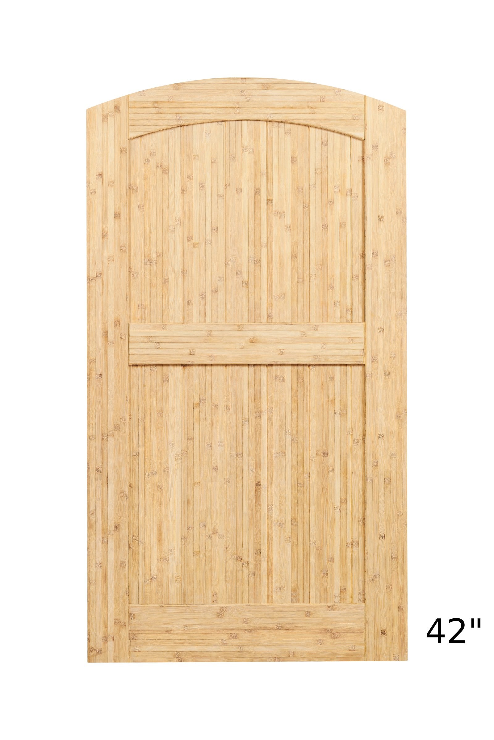 42 inch arched bamboo garden gate, unfinished, front view