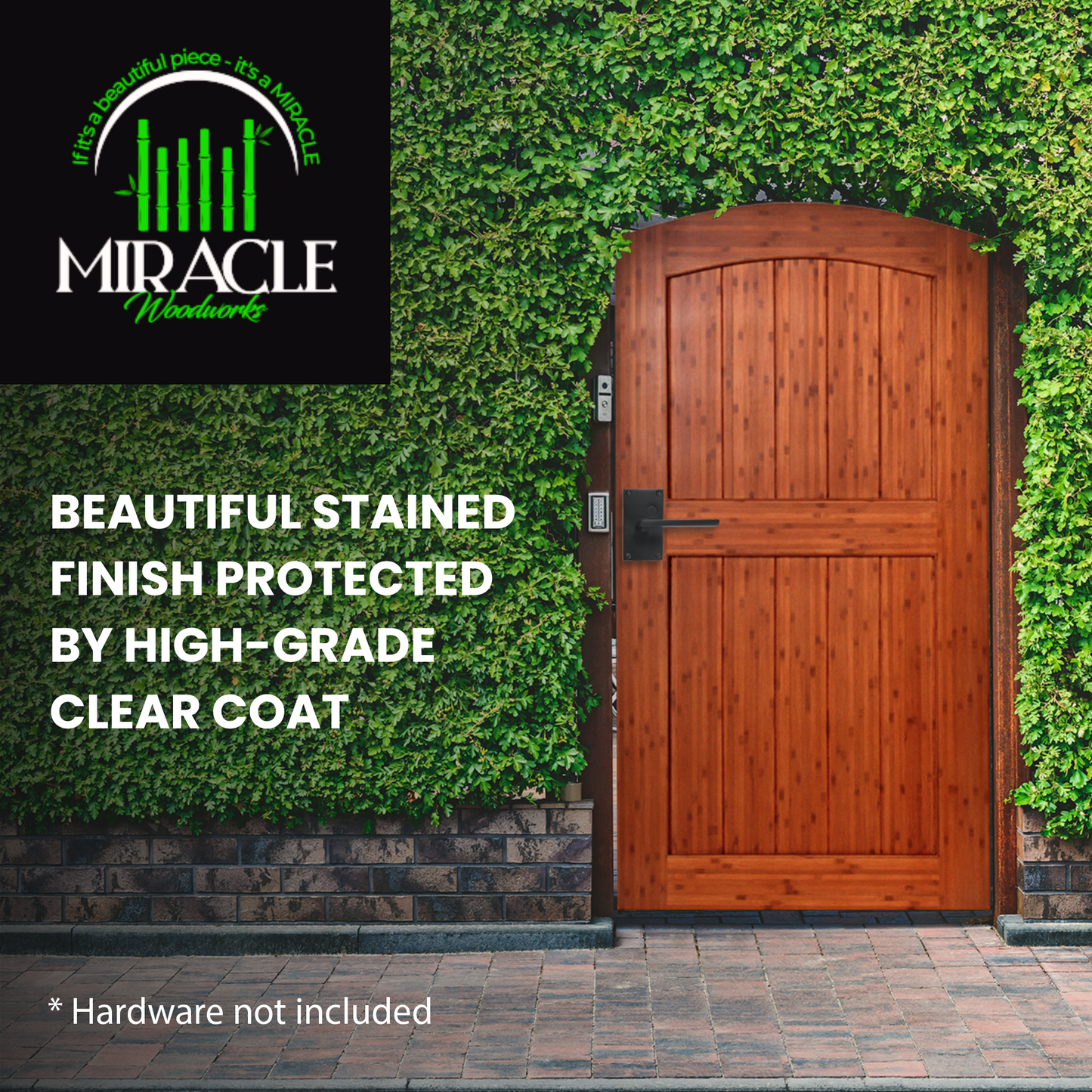 Miracle Woodworks Fence Gate | Bamboo Wood Outdoor Gate for Entrance Garden Fence or Wall | Durable and Harder Than Red Oak | Vintage Umber Color