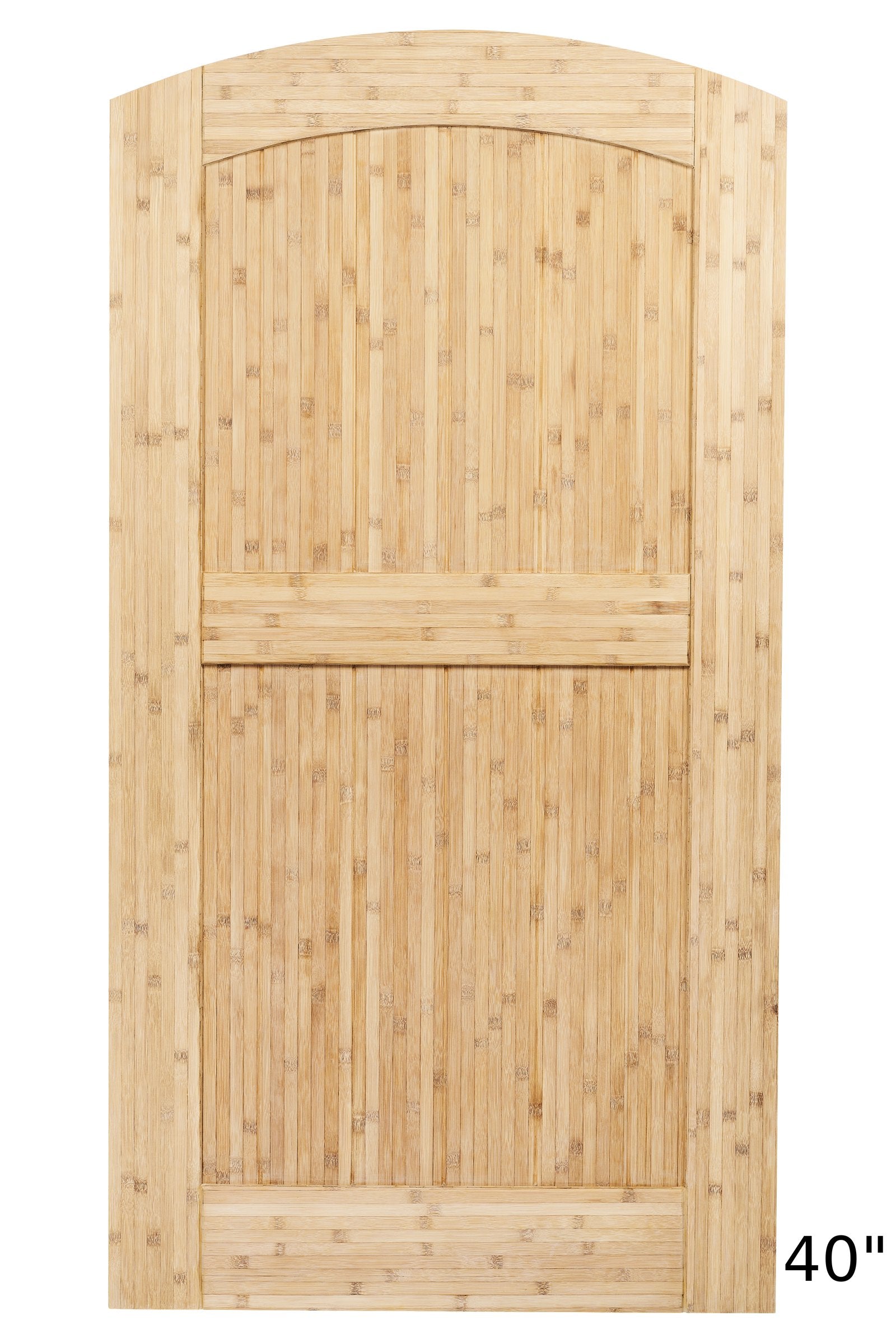40 inch arched bamboo garden gate, unfinished, front view